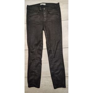 Madewell Skinny Skinny Black Coated Moto Style Zip‎ Ankle Jeans Size 27